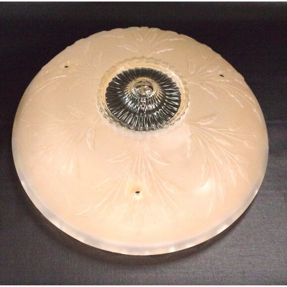 Vintage Frosted Light Shade, 3 Hole Chain Ceiling Light Diffuser 10 1/2" Faceted - Picture 1 of 3
